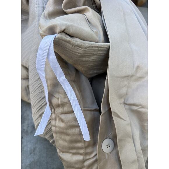 Retail $420 Hotel Collection Ikat Stripe King Duvet Cover Ivory Sand Tan Portuga - Picture 13 of 16